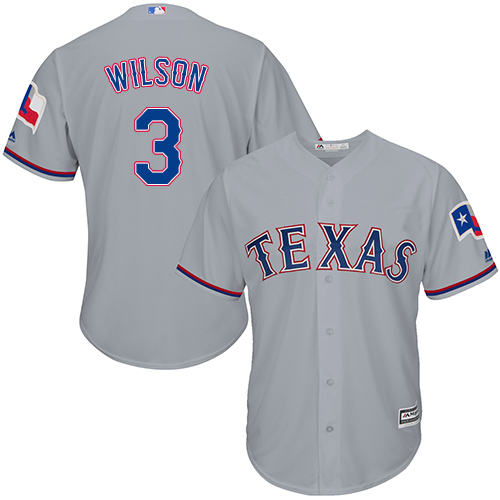 Rangers #3 Russell Wilson Grey Cool Base Stitched Youth MLB Jersey